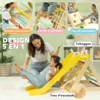 AIYAPLAY 5 en 1 Triangle d'escalade avec toboggan enfants parcours motricité - filet d'escalade, sacs de sable inclus(m-4)