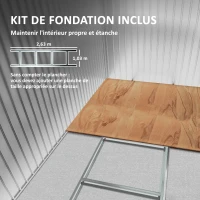 Outsunny Abri de Jardin 3,6 m² Remise à Outils avec kit de fondation en Acier galvanisé avec Portes coulissantes Vert clair(m-7)