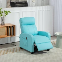 HOMCOM Poltrona Relax Massaggiante con Telecomando e 8 Programmi, Reclinazione e Poggiapiedi, Azzurro(m-2)