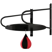 HOMCOM Punching Ball Poire de Vitesse Boxe avec Support Plateau tournant + Pompe Hauteur Réglable Rouge Noir(m-11)