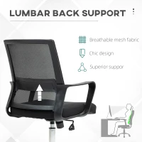 Vinsetto Mesh Back Office Chair, with Wheels - Black(m-6)