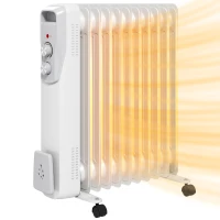 HOMCOM Ölradiator 2500W, leiser elektrischer Heizkörper, 3 einstellbare Wärmestufen, Rollen, weiß(m-1)