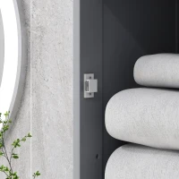 kleankin Meuble Colonne de Salle de Bain Placard Porte Acrylique 2 étagères Placard Porte 1 étagère tiroir MDF Gris(m-11)