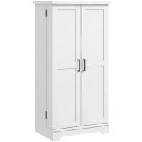 HOMCOM Buffet cuisine armoire de cuisine 5 niveaux avec portes et étagères réglables 60l x 40P x 120H cm grain de bois crème