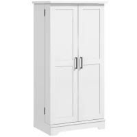 HOMCOM Buffet cuisine armoire de cuisine 5 niveaux avec portes et étagères réglables 60l x 40P x 120H cm grain de bois crème(m-1)