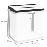 PawHut Aquarium aus Glas mit Filter Abdeckung und LED-Licht für Fische Fassungsvermögen 28L 38 x 26 x 39,5 cm Weiß(m-3)