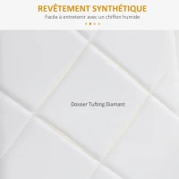 HOMCOM Lot de 4 chaises de salle à manger avec dossier haut, revêtement synthétique et pieds en acier, blanc(m-5)