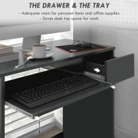 HOMCOM Compact Computer Desk with Keyboard Tray and Drawer, Study Desk, Writing Desk for Home Office, Grey(m-4)