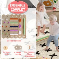 AIYAPLAY Poutre d'équilibre en bois pour enfants 3-8 ans avec pierres d'obstacle colorées, intérieur et extérieur(m-7)