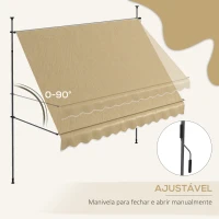 Outsunny Toldo Manual Retrátil com Manivela 300x120x210-300 cm com Altura Ajustável Impermeável para Jardim Varanda Bege(m-5)