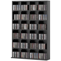 HOMCOM Multimedia-Aufbewahrung mit Platz für 480 CDs/312 DVDs - Bücherregal aus Holz mit verstellbaren Regalen, 89 x 130,5 cm, schwarz
