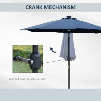 Outsunny 2.7m Garden Parasol Sun Umbrella w/ LED Solar Light Angled Canopy Blue(m-6)