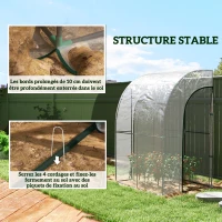 Outsunny Serre de Jardin adossée serre adossée 2 portes zippées enroulables acier PVC transparent(m-7)