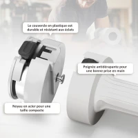 SPORTNOW Set de 2 haltères ensemble musculation disques poids réglables en acier et boîte de rangement 2 x 2,5 kg blanc(m-7)