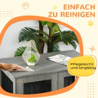 PawHut Hundebox, Haustierbox, Hundehütte mit Schloss, Magnettür, Hundehaus mit Fenster, für große Hunde, 85 x 55 x 75 cm, Grau(m-8)