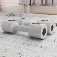 SPORTNOW Set de 2 haltères ensemble musculation disques poids réglables en acier et boîte de rangement 2 x 2,5 kg blanc(m-9)