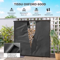Outsunny Lot de deux housses pour râtelier à bûches housses pour porte-bûches protection l'eau les UV toile Oxford 600D noir(m-4)