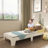 HOMCOM Children's Bed - Bed Frame with House-Shaped Headboard and Slatted Bed Base Included - 90 x 190 cm - Solid White Pine(m-11)