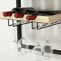 HOMCOM Étagère à bouteille casier à bouteille 5 niveaux pour 15 bouteilles 4 verres 35 x 25 x 86 cm bois de pin bois naturel(m-9)