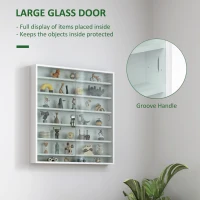 HOMCOM Six Shelf Display Cabinet, with Glass Doors - White(m-5)