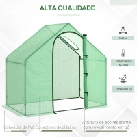 Outsunny Estufa Transparente de Jardim 180x100x168 cm Estufa de Jardim com Porta Enrolável e Estrutura de Aço Verde(m-5)