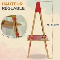 AIYAPLAY Chevalet peinture pour enfants, tableau enfant double face 3 en 1 hauteur réglable 61l x 47P x 113H cm bois naturel(m-5)