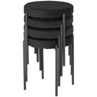 HOMCOM Lot de 4 chaises de salle à manger chaises de cuisine sans dossier siège rembourré pieds métal 41,5 x 41,5 x 46 cm noir(m-1)
