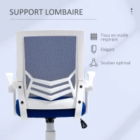 Vinsetto Chaise bureau fauteuil de bureau ergonomique en maille avec support lombaire, hauteur réglable, accoudoirs rabattables(m-6)