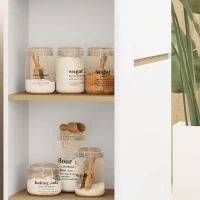 HOMCOM Buffet, grand compartiment d'armoire, 3 étagères, tiroir, 105 x 30 x 81,5 cm, Blanc/Bois(m-5)