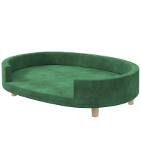 PawHut Hundesofa, Katzensessel, weiche Samtoberfläche mit abnehmbarem Kissen und Holzfüßen, 100L x 70B x 25H cm, grün