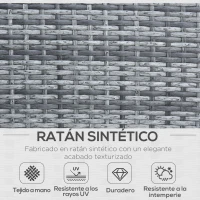 Outsunny Conjunto de Muebles de Ratán para Jardín Set de Sofá Doble 2 Sillones y 1 Mesa de Centro para Terraza Gris(m-4)