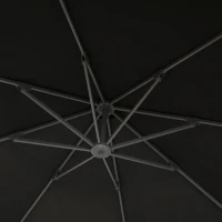 Outsunny 3(m) Garden Cantilever Parasol, Round Overhanging Umbrella with Crank Handle, Cross Base, Aluminium Frame and 360° Rotation, Banana Patio Umbrella for Outdoor Sun Shade, Black(m-9)