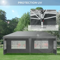 Outsunny Tonnelle pop-up pliante - tente de réception - 3 x 6 m 3 cotés démontables gris(m-7)