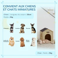 PawHut Niche pour chien intérieur maison chien intérieur en bois avec motifs d'os creux fenêtre 47 x 57 x 58 cm chêne(m-7)