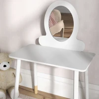 AIYAPLAY Ensemble coiffeuse pour enfants avec tabouret, coiffeuse 2 pièces pour enfants de 3 à 6 ans -  blanc(m-7)