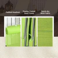 Outsunny Set of Two Steel Frame Sun Loungers, with Reclining Backs - Green(m-6)