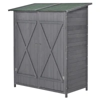 Outsunny 139 x 75 Fir Wood Garden Shed, with Asphalt Roof - Grey(m-11)
