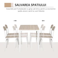 HOMCOM Set Masă de Prânz din 5 Piese cu 1 Masă Dreptunghiulară și 4 Scaune, 100x63x76,5 cm, Gri și Alb(m-4)