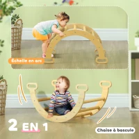 AIYAPLAY Arche escalade enfants bascule en bois d'intérieur pour garçons & filles, tout-petits de 18 à 48 mois, bois naturel(m-4)