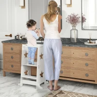 AIYAPLAY Kinder Lernturm Kinderstehtisch trapezförmig 60 x 44,5 x 86 cm weiß(m-2)