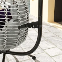 Outsunny Cadeira Supensa com Suporte com Cesta Dobrável Almofada e Apoio para a Cabeça  110x100x188 cm Cinza e Preto(m-9)