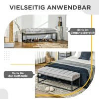 HOMCOM Sitzbank im Industrie-Design, Bettbank, Metallbeine, Rosa + Schwarz(m-4)