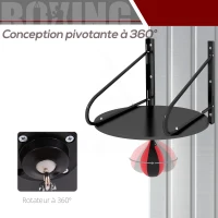 HOMCOM Punching Ball Poire de Vitesse Boxe avec Support Plateau tournant + Pompe Hauteur Réglable Rouge Noir(m-6)