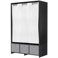 HOMCOM Kleiderschrank Kleiderschrank mit Stange Vorhang 3 Fächern und 3 herausnehmbaren Stoffschubladen 105 x 48 x 160 cm