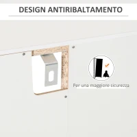 HOMCOM Mobiletto Portabottiglie Vini con Porta Calici e Armadietto, Capacità 20 Bottiglie, 80x36x85 cm, Bianco(m-5)