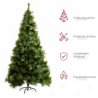 HOMCOM Künstlicher Weihnachtsbaum 210 cm künstlich Tannenbaum mit 505 Spitzen Christbaum Weihnachtsdeko inkl. Metallständer für drinnen(m-4)