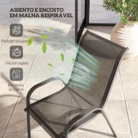 Outsunny Conjunto de 4 Cadeiras de Jardim Empilháveis Cadeiras de Jardim com Tecido Respirável Estrutura de Aço 54x71x93 cm Preto(m-5)