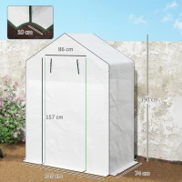 Outsunny 143 x 74cm Walk-In Greenhouse, with Shelves - White(m-3)