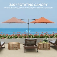 Outsunny 2.5m Rotating Cantilever Parasol - Orange(m-5)