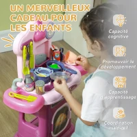 AIYAPLAY Cuisine enfant accessoires 38 PCS jouet d'imitation pour enfant dinette enfant 3-6 ans lumières et sons réalistes rose(m-7)